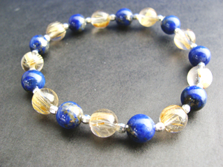 ラピスラズリ（ブルー）尊厳・崇高・独立　　ルチルクォーツ（クリア金線）財運・ギャンブル運アップ