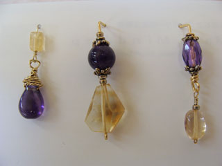 ピアスです。（アメジスト・シトリン使用）　<<オーダーにて作りました。>>