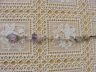 ストラップです。（ファントムアメジストカット・アメジスト大ボタン・シトリン丸カット・シャンパンクォーツボタン使用）　<<オーダーにて作りました。>>