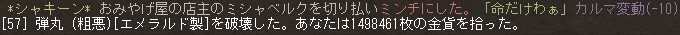 おみやげ屋の店主のミシャベルクを切り払いミンチにした。 「命だけはぁ」 カルマ変動(-10) あなたは1498461枚の金貨を拾った。